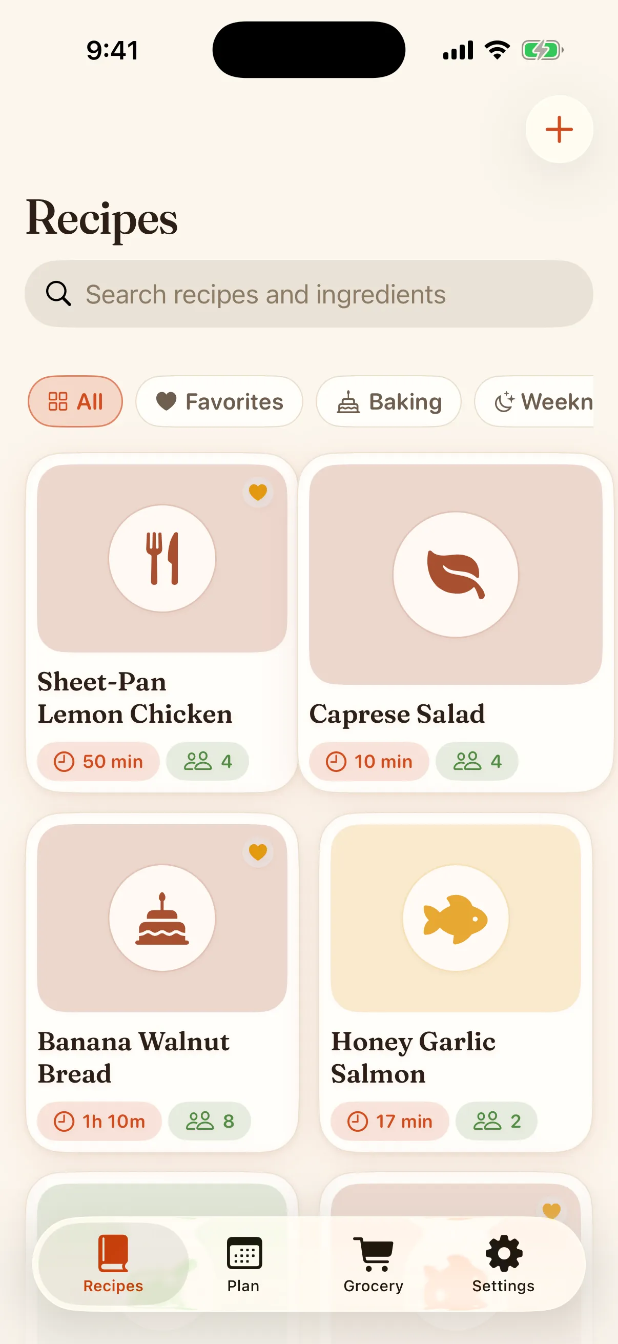 The Trivet recipe library on iPhone, showing a grid of saved recipes